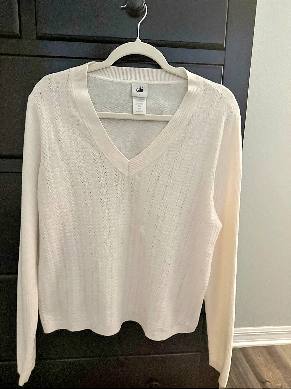 Cabi Perfect Pullover V-Neck Sweater White Large - New